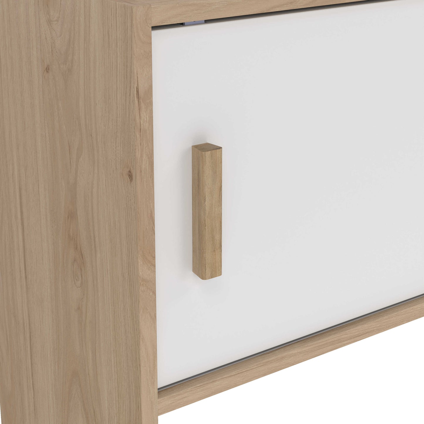 Hobro White and Natural Oak Wood TV Unit 2 Sliding Doors