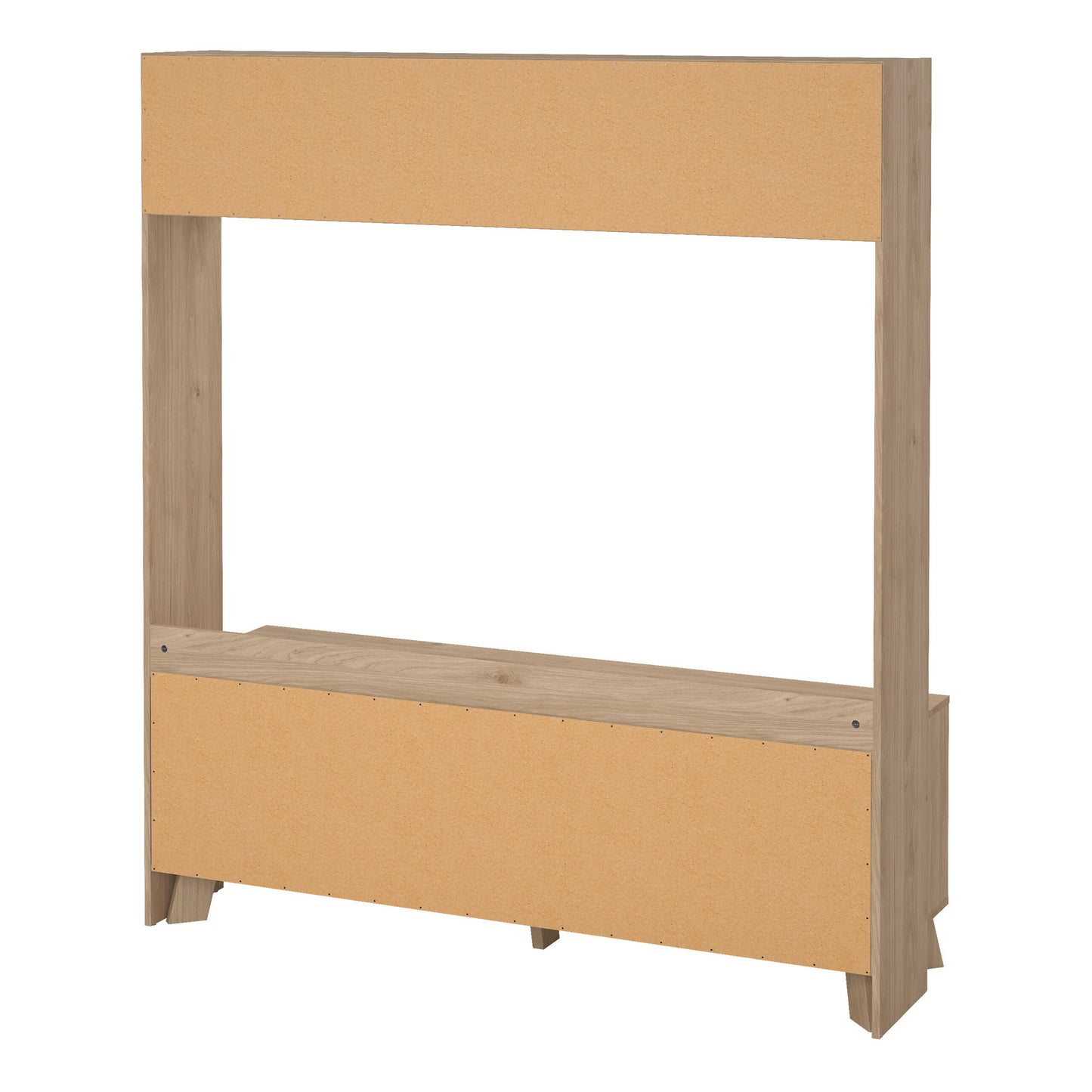 Hobro White and Natural Oak Wood TV Unit 2 Sliding Doors