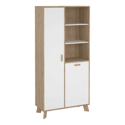 Lira Jackson Hickory Oak Wood and White China Cabinet 2 Doors
