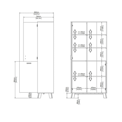 Lira Jackson Hickory Oak Wood and White China Cabinet 2 Doors