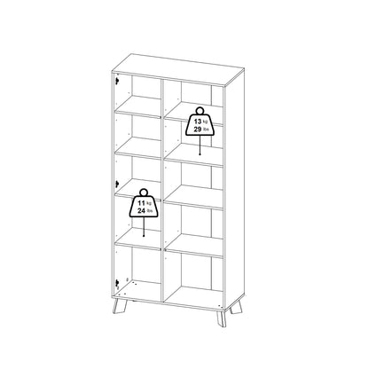 Lira Jackson Hickory Oak Wood and White China Cabinet 2 Doors