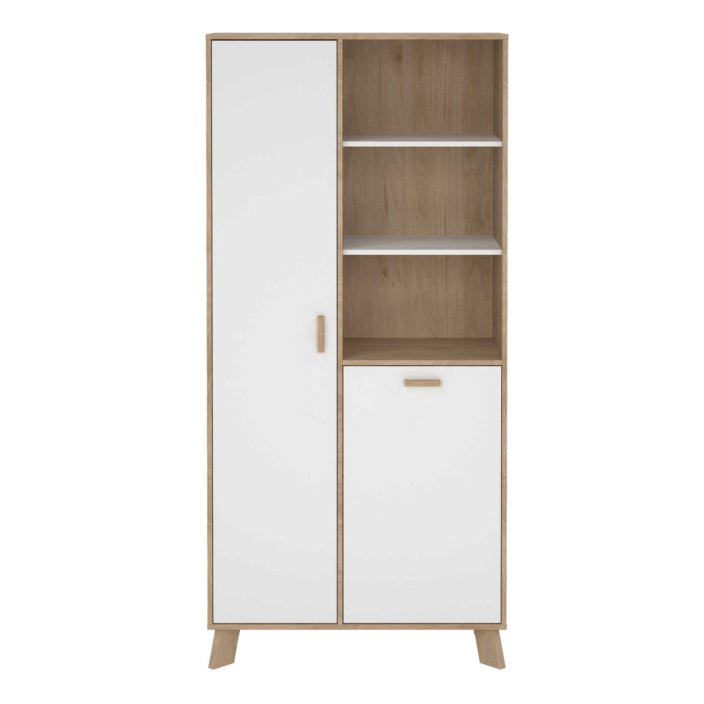 Lira Jackson Hickory Oak Wood and White China Cabinet 2 Doors