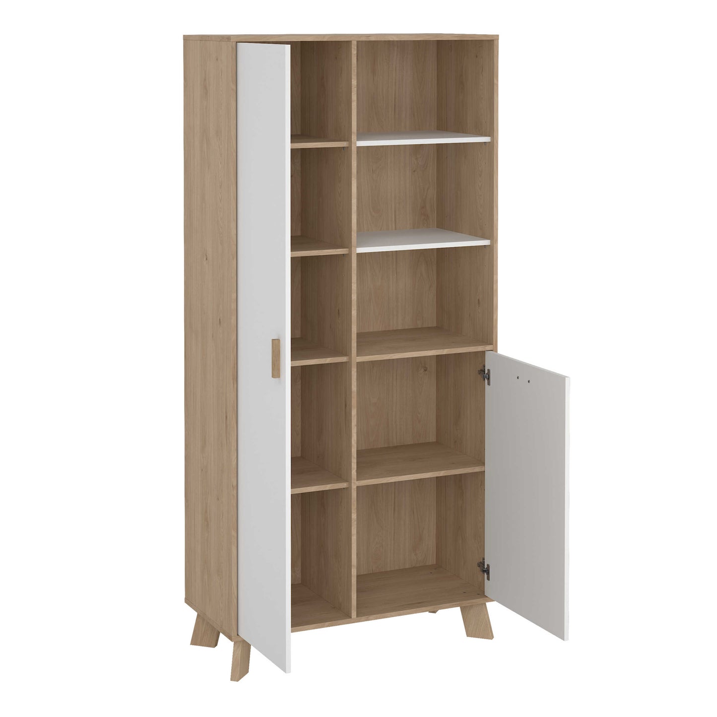 Lira Jackson Hickory Oak Wood and White China Cabinet 2 Doors