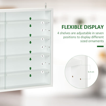 Ronimo Wood And Glass White Wall Mounted Display Cabinet With Adjustable Shelves