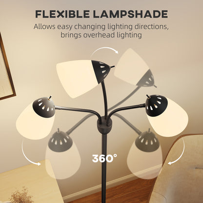 Noniyo Metal Black Arc Tree Floor Lamp With 3 Rotating Heads And Adjustable Colour Temperature