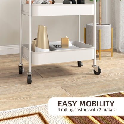 Suka Metal White 3 Tier Steel Storage Trolley