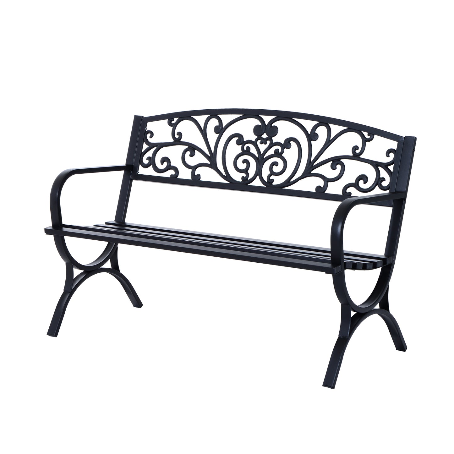 Yota Nile 127cm Steel Black Powder Coated Garden Bench