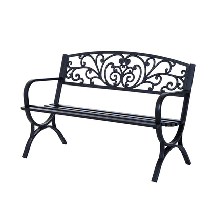 Yota Nile 127cm Steel Black Powder Coated Garden Bench