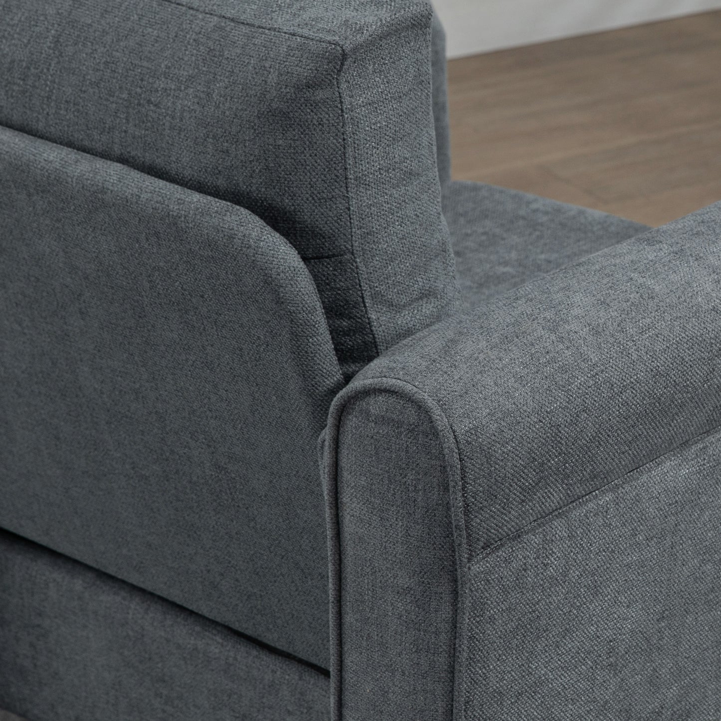 Senemo Grey Vintage Style Accent Chair With Back Cushion Rolled Arms