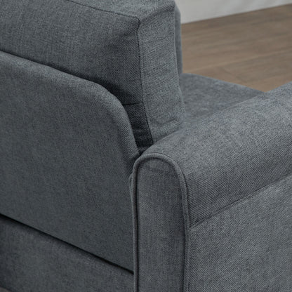 Senemo Grey Vintage Style Accent Chair With Back Cushion Rolled Arms