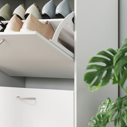 Notake Wooden White 4 Drawer Shoe Storage Cabinet