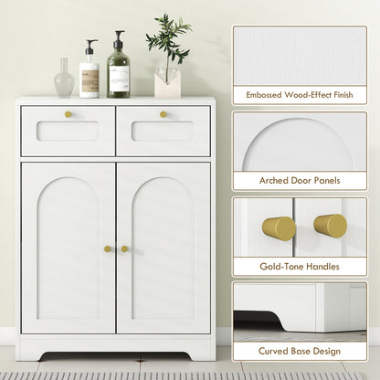 Pareto Bathroom Floor Storage Cabinet With 2 Drawers White