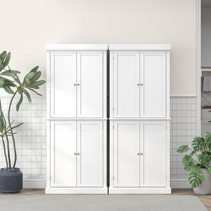 Varofa Wooden White Freestanding Kitchen Cupboard With 4 Doors And 6 Tier Shelving