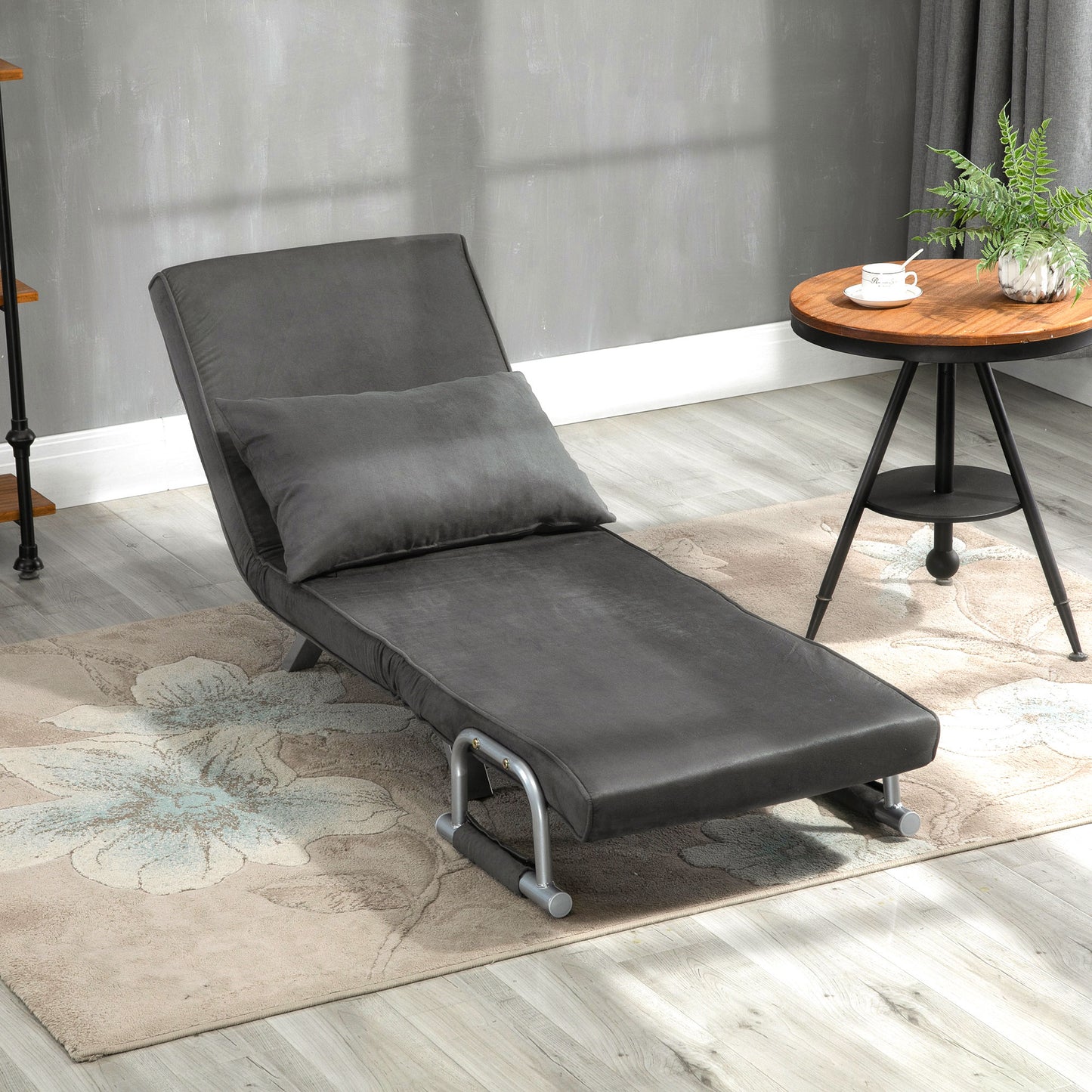 Moba Faux Suede Grey 4 In One Convertible Chair Bed
