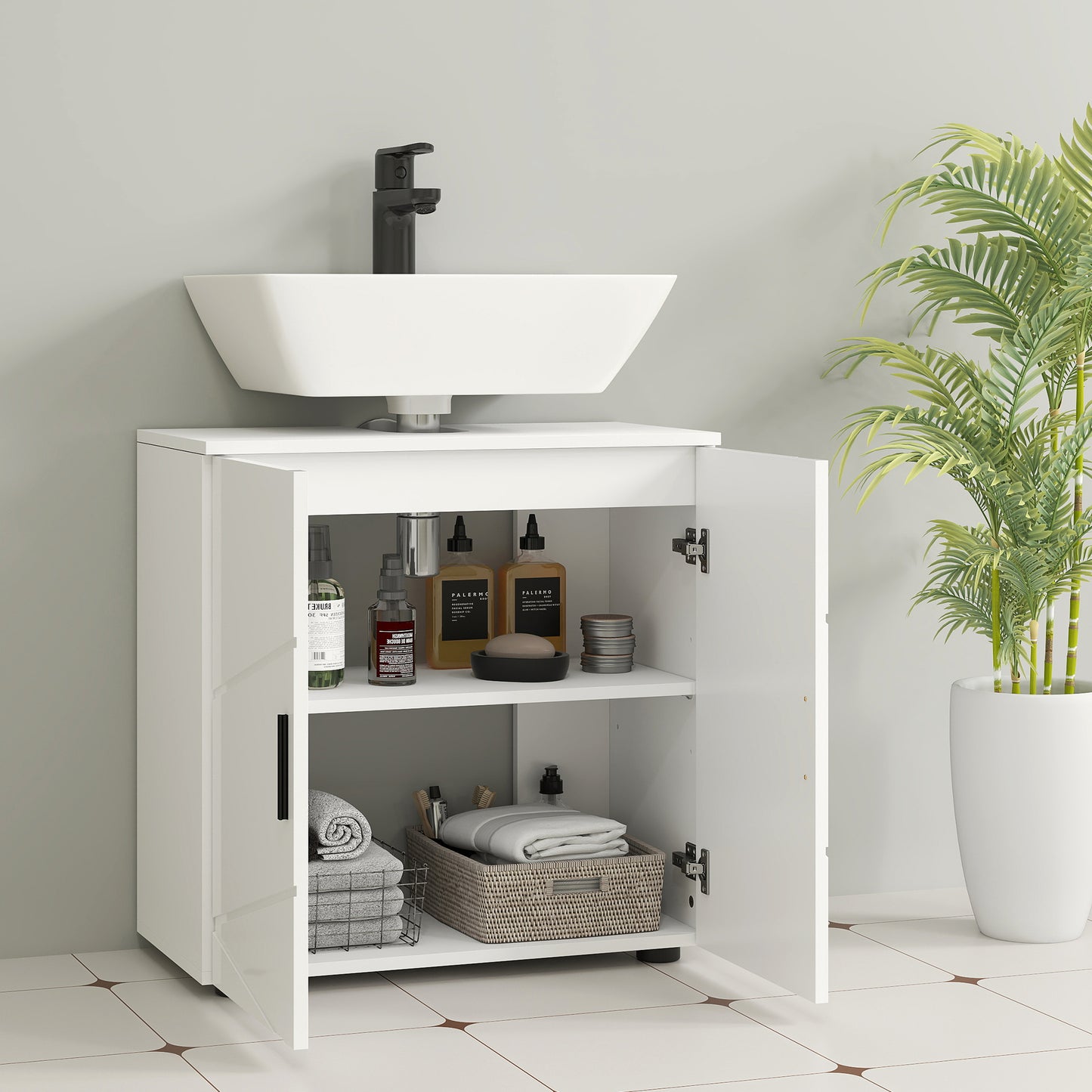 Badosu Luni Under Sink Bathroom Storage Cabinet With Internal Shelving White