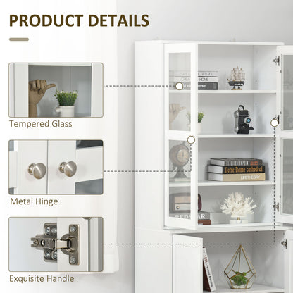 Mola Colu Wood And Glass White Display Bookcase With Adjustable Shelves And Glass Doors