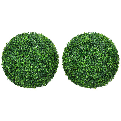 Tasa Halo Pair Of Artificial Boxwood Ball Plants In Green Finish