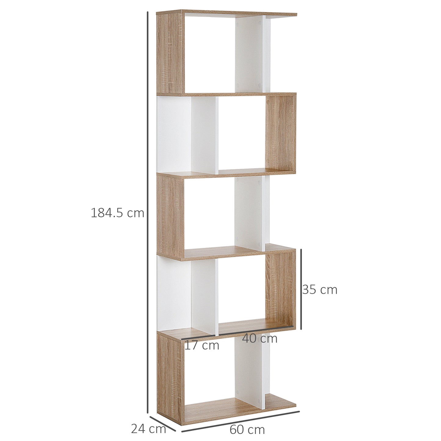Soli Leco Wood Oak And White S ShaFauxd Freestanding Bookcase With 5 And 6 Tier Layout
