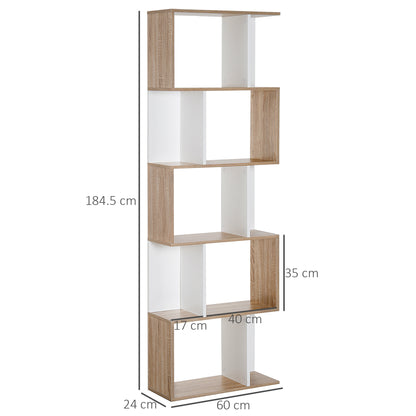Soli Leco Wood Oak And White S ShaFauxd Freestanding Bookcase With 5 And 6 Tier Layout