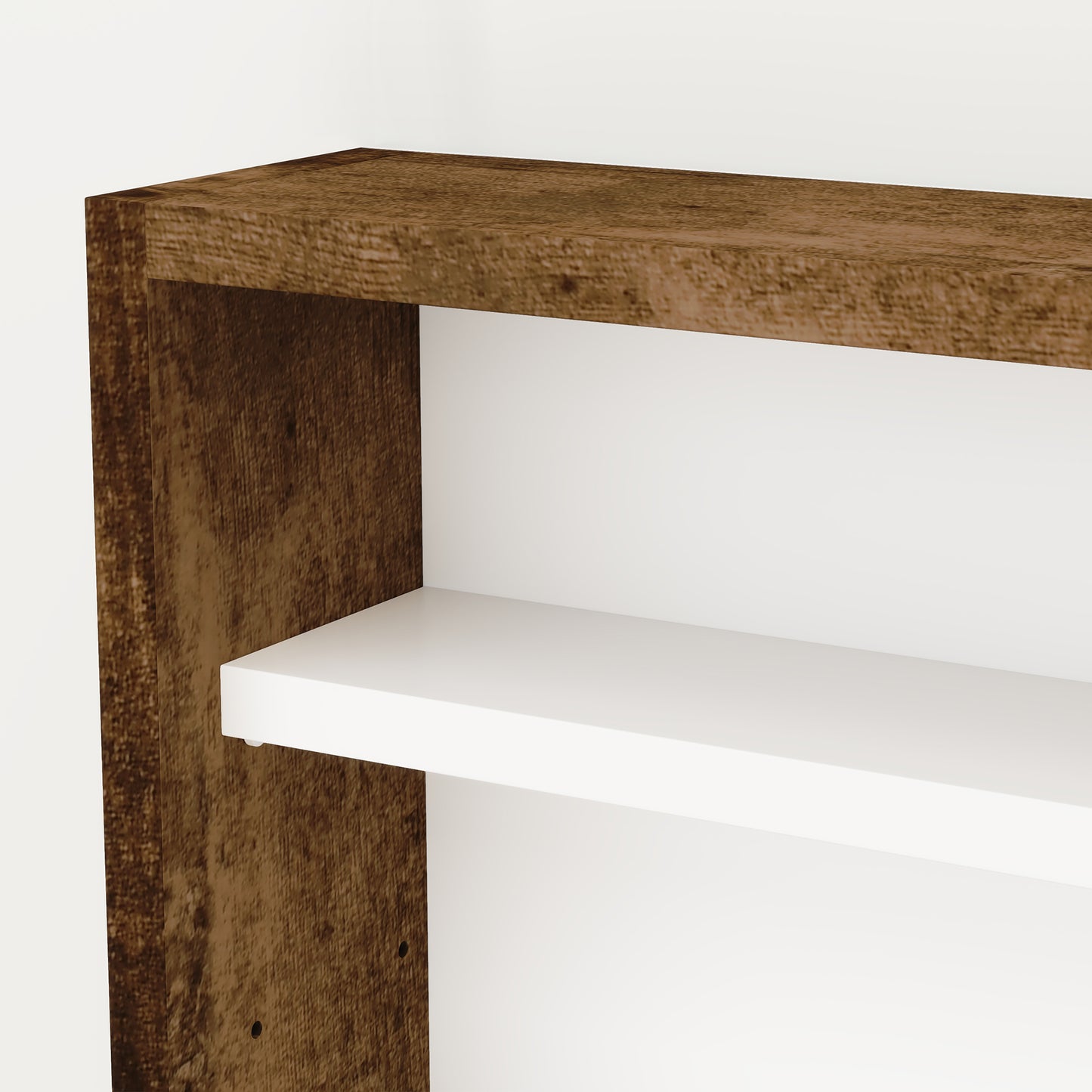 Fitora Wood And Glass Rustic Brown 5 Tier Wall Display Cabinet With Adjustable Shelves 60 x 80 cm