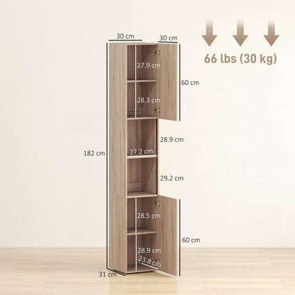 Zivi Tall 6 Tier Bathroom Storage Cabinet Natural Finish