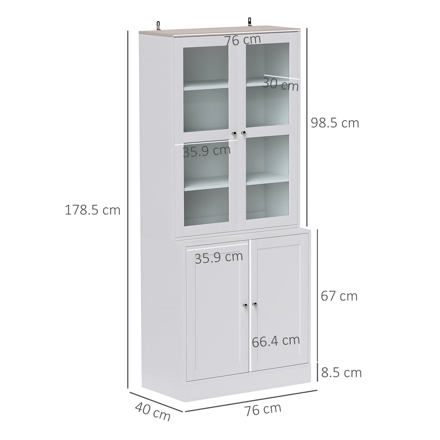Salu Wood White Double Compartment Display Storage Cabinet