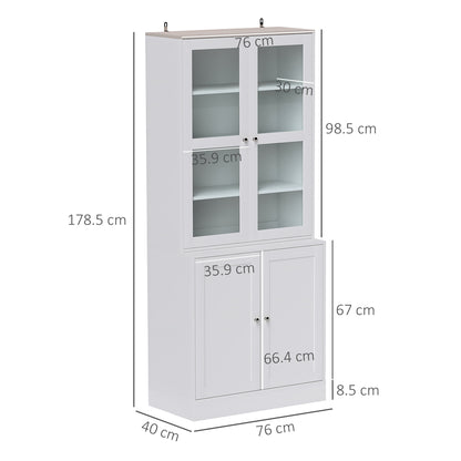 Salu Wood White Double Compartment Display Storage Cabinet