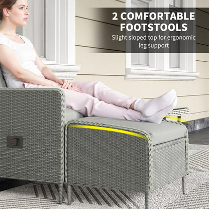 Vinono Rattan Grey 5 Piece Reclining Outdoor Garden Bistro Set