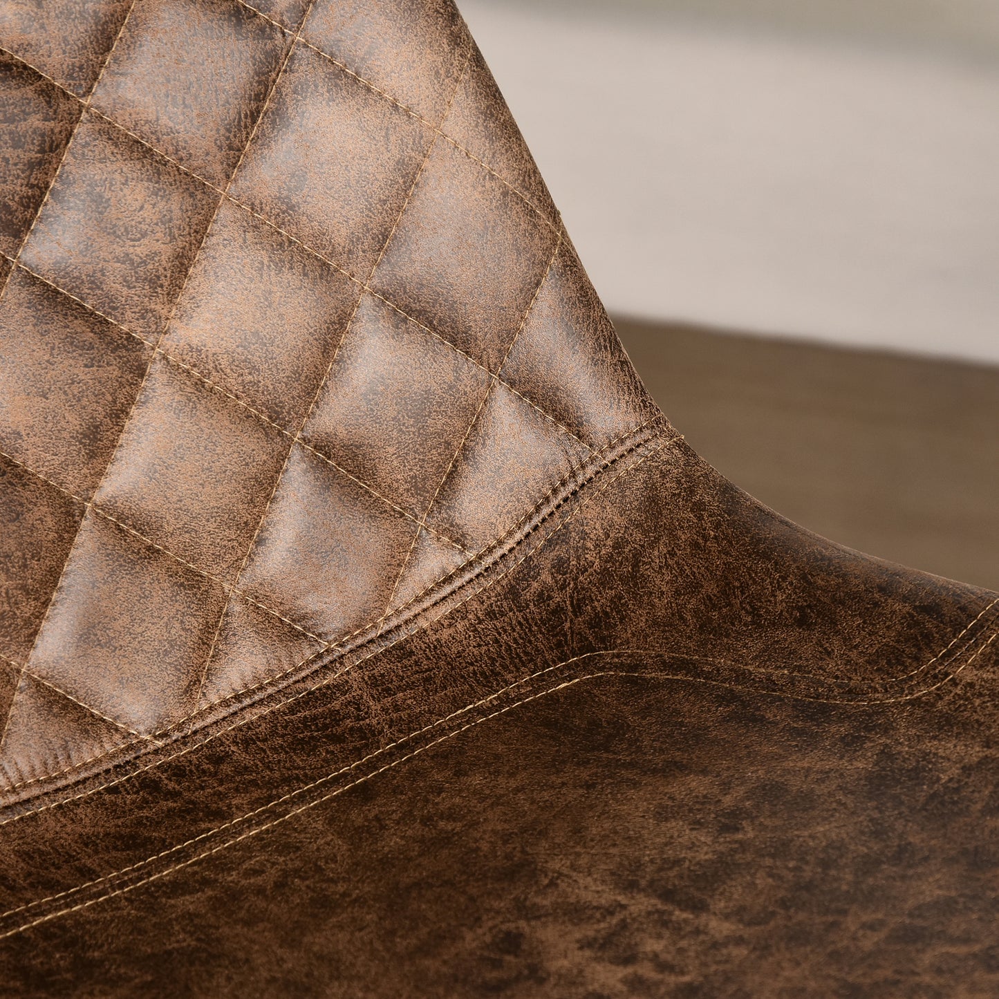 Suvedi Microfiber Brown Quilted Tub Bar Chairs Set Of 2 With Steel Frame And Footrest