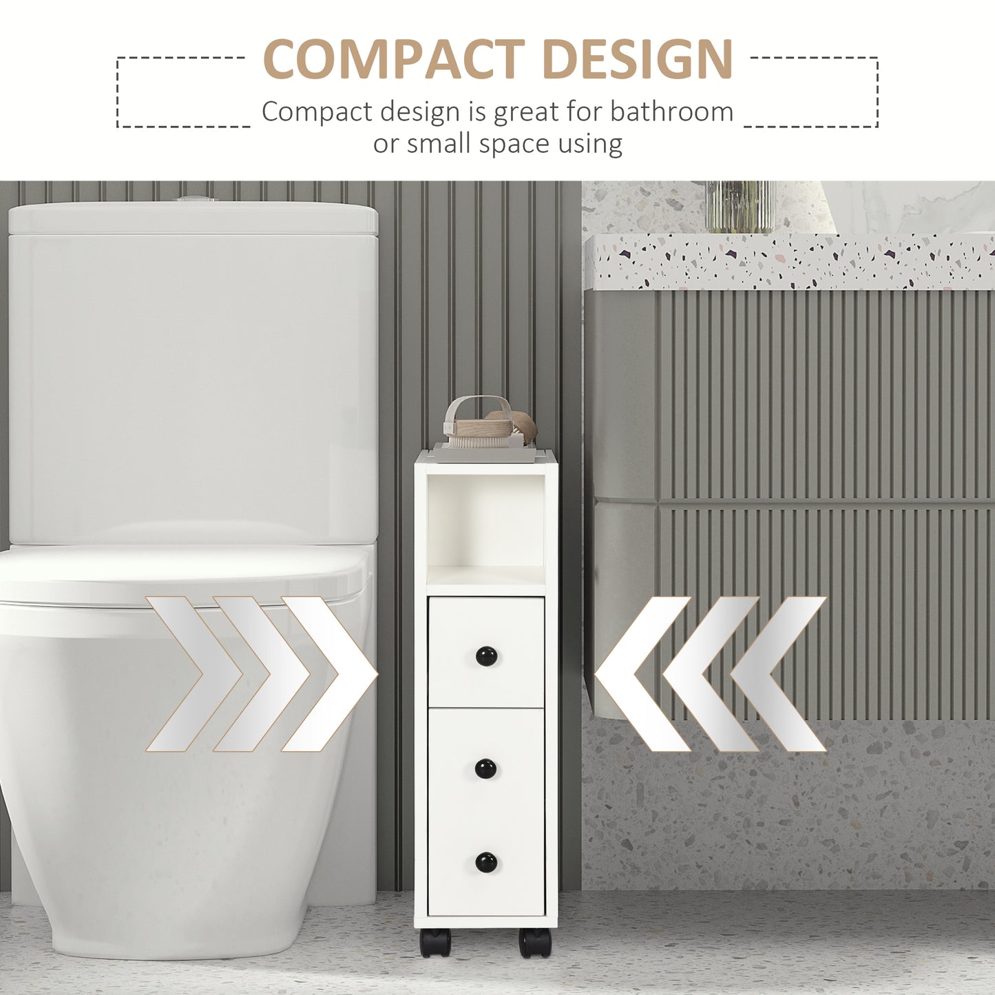 Toveka Slimline Bathroom Storage Cabinet In White