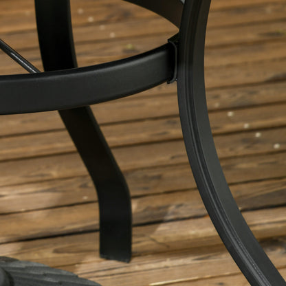 Yomimi 4 Seater Steel Black Round Outdoor Dining Table With Slatted Top And Parasol Hole