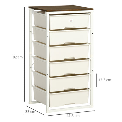 Kedina Metal And Wood White Tall 6 Drawer Storage Chest With Steel Frame