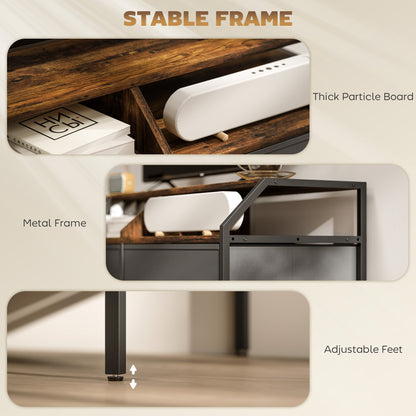 Avamira Small 98cm Black and Brown TV Stand With Foldable Drawers for TV's up to 55 Inches