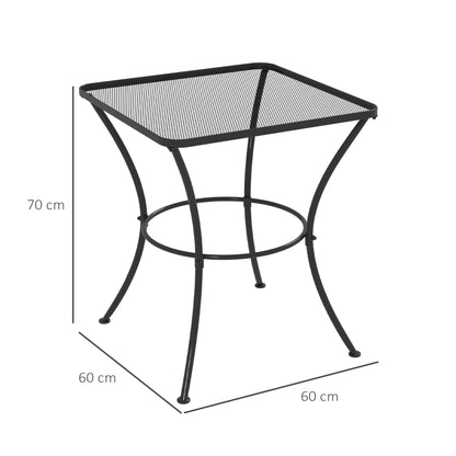 Metal Black Square Outdoor Bistro Table With Mesh Top 60 cm