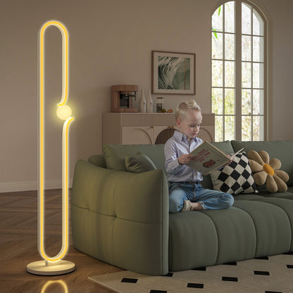 Vanotafa Metal And Glass White Dimmable LED Floor Lamp With Glass Night Light And Foot Switch