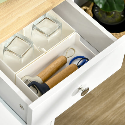 Totoro White Sideboard With Natural Top 3 Doors 3 Drawers 3 Shelves