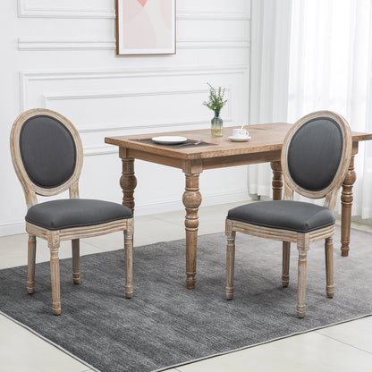 Brazzi Solid Wood Grey French Style Dining Chairs Set Of 2