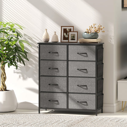 Niri Fabric And Metal Charcoal Grey 8 Drawer Storage Chest