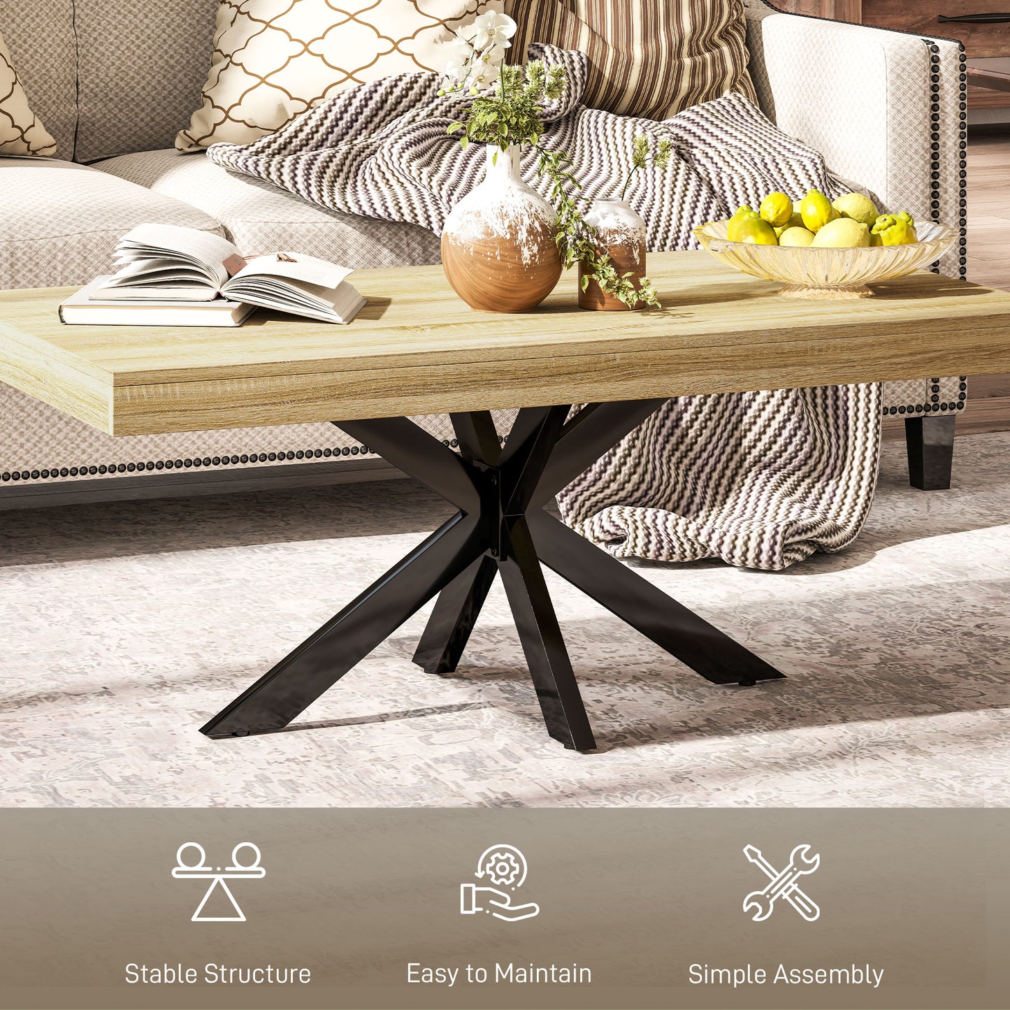 Hake Wooden Rustic Block Style Coffee Table With Wood Effect Finish