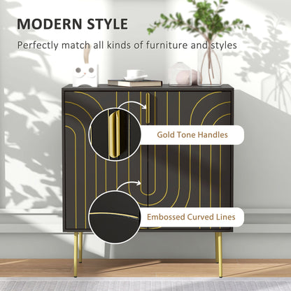 Mose Black And Gold Art Deco Style Sideboard 2 Doors
