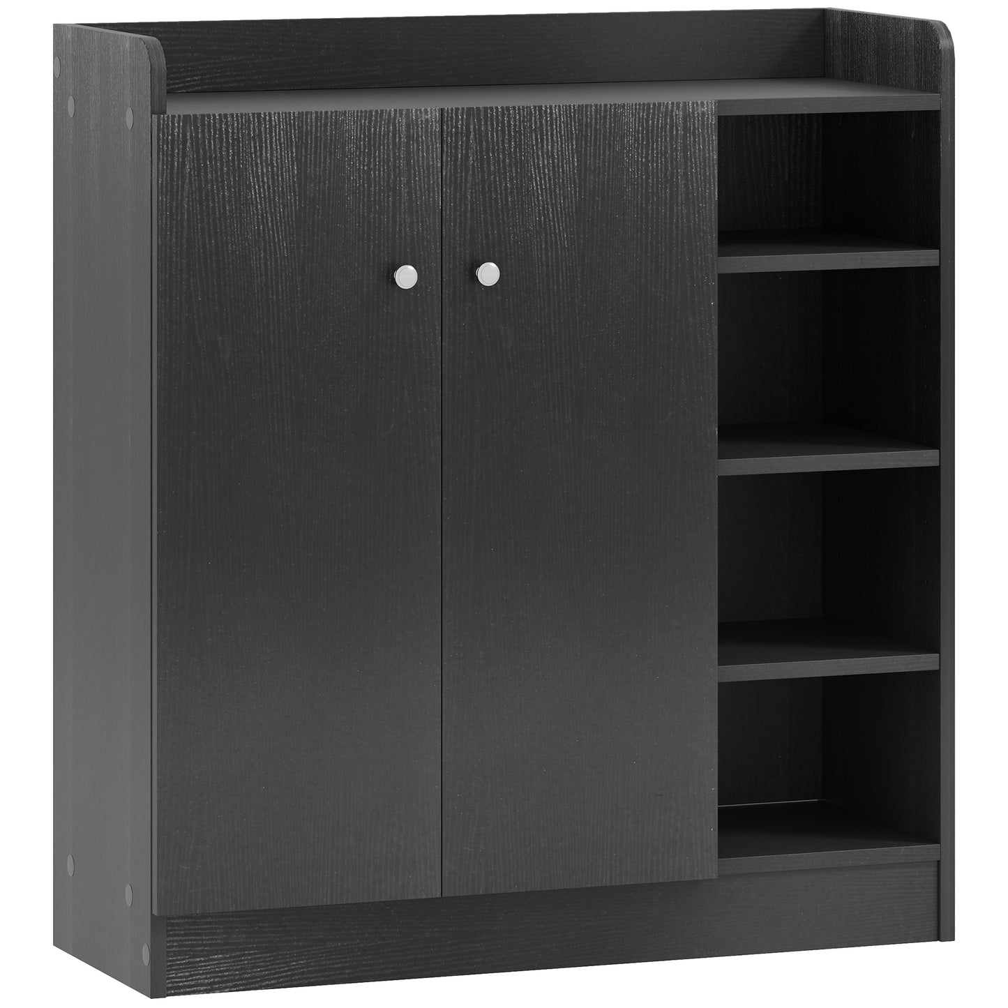 Rala Wooden Black Shoe Cupboard With 2 Doors 9 Shelves