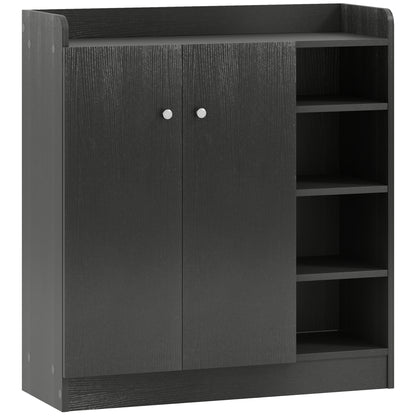 Rala Wooden Black Shoe Cupboard With 2 Doors 9 Shelves