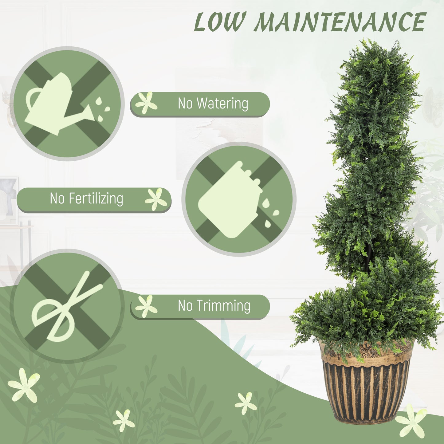 Lurese Set Of 2 Artificial Spiral Cypress Style Topiary Trees In Pots 90cm