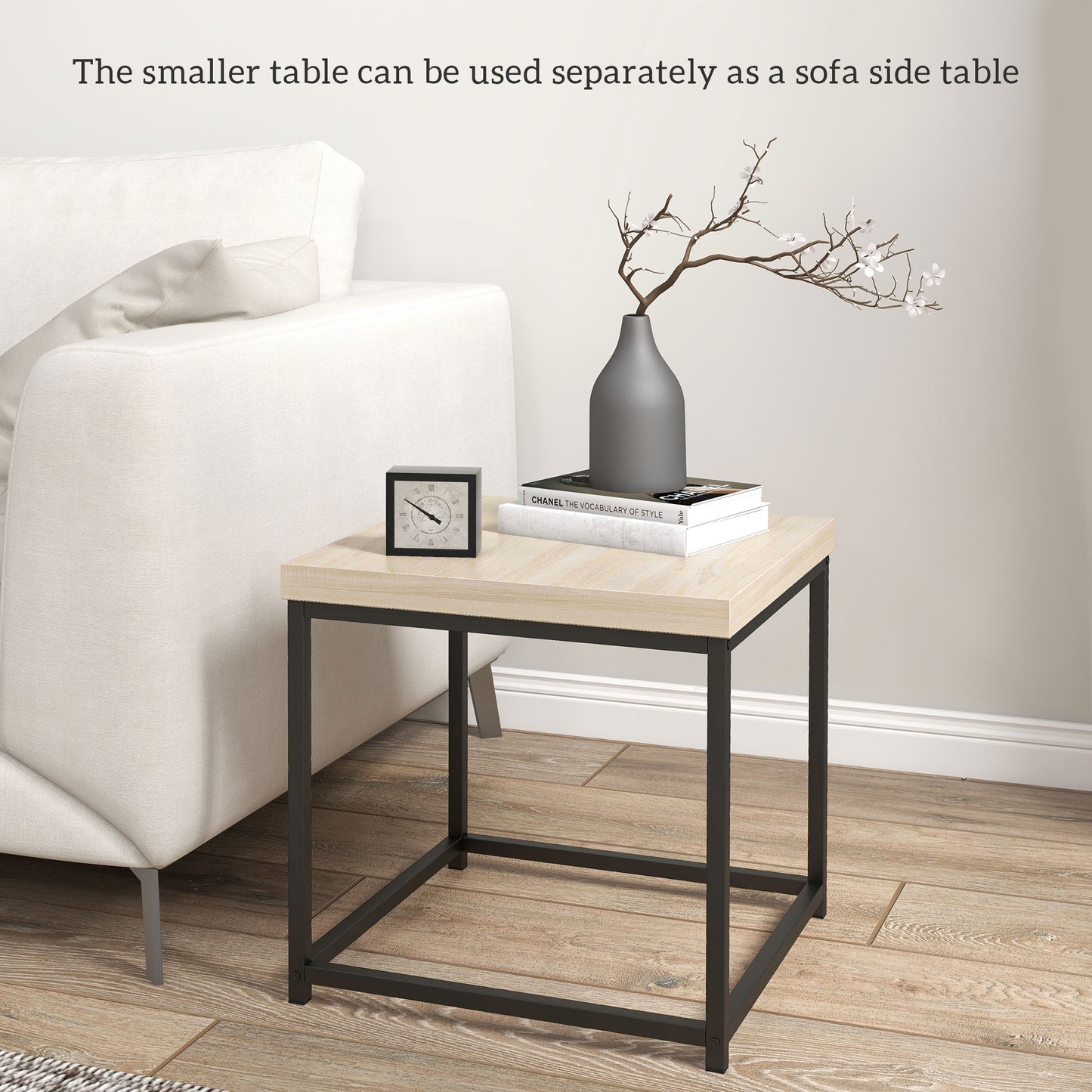 Vattesa Wooden Oak Finish Set Of 2 Nesting Coffee Tables