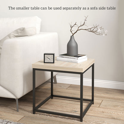 Vattesa Wooden Oak Finish Set Of 2 Nesting Coffee Tables