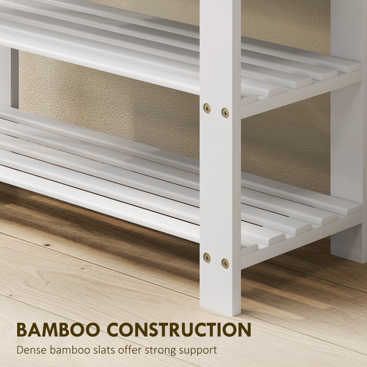 Riyo White Bamboo 2 Tier Shoe Storage Bench