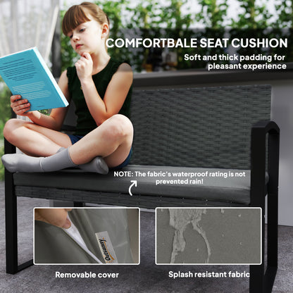 Haloka Rattan Light Grey 2 Seater Outdoor Garden Bench