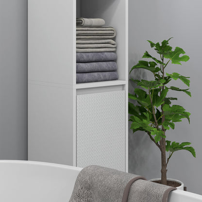 Suzise Slim Freestanding Bathroom Storage Cabinet With OFauxn Compartment For Small Spaces White