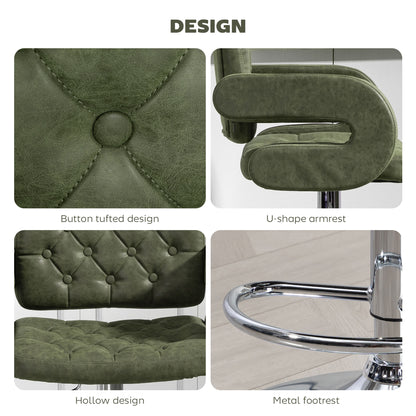 Dovetti Green Faux Leather H8 Adjustable Swivel Bar Stool With Arm Support