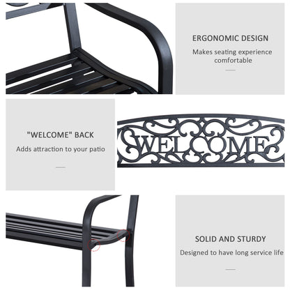 Rolare 126cm Steel Black Outdoor Garden Bench